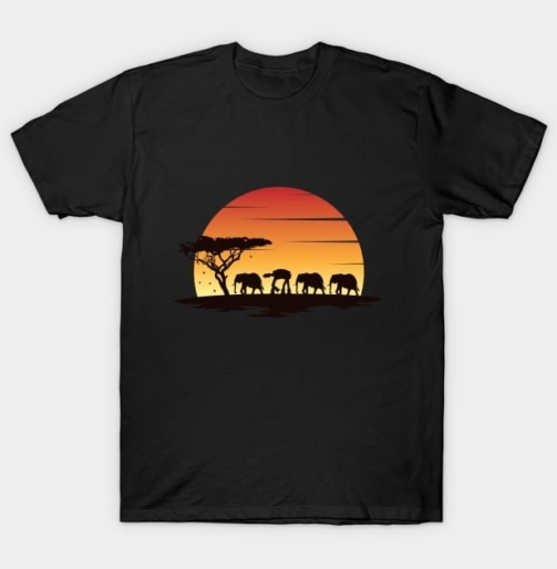 The Elephant Walking Sunset T-Shirt
